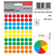 Tanex OFC-129 Mıx Color 13 mm 350 Adet Ofis Etiketi