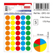Tanex OFC-131 Mıx Color 19 mm 175 Adet Ofis Etiketi
