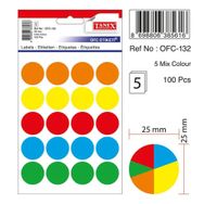 Tanex OFC-132 Mıx Color 50 Adet 10'lu Poşet Ofis Etiketi