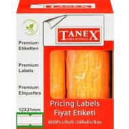 Tanex Turuncu Çizgili Motex 12x21 6'lı Paket Etiket