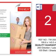 Tanex TW-2002 199.6x143.5 mm 100'lü Kırmızı Pastel Laser Etiket