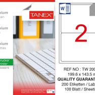 Tanex TW-2002 199.6x143.5 mm 100'lü Sökülebilir Etiket