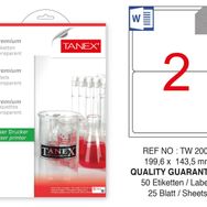 Tanex TW-2002 199.6x143.5 mm 50'li Şeffaf Laser Etiket