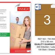 Tanex TW-2003 210x99 mm 100'lü Kraft Etiket