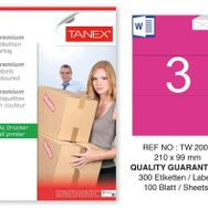 Tanex TW-2003 210x99 mm 100'lü Pembe Pastel Laser Etiket