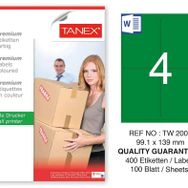 Tanex TW-2004 99.1x139 mm 100'lü Yeşil Pastel Laser Etiket