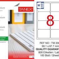 Tanex TW-2008 99,1x67.7 mm 100'lü Sökülebilir Etiket