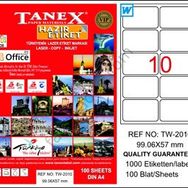 Tanex TW-2010 99.06x57 mm Sökü 100 Adet Laser Etiket