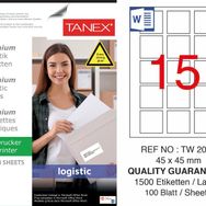 Tanex TW-2015 45x45 mm Sevkiyat ve Lojistik Etiketi