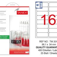 Tanex TW-2016 99.1x34 mm 400'lü Şeffaf Laser Etiket