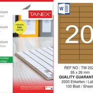 Tanex TW-2020 95x26 mm 100'lü Kraft Etiket