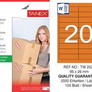 Tanex TW-2020 95x26 mm 100'lü Turuncu Pastel Laser Etiket