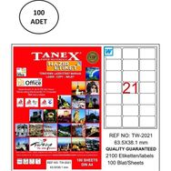 Tanex TW-2021 63.5x38.1 mm 100 Adet Lazer Etiket