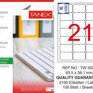 Tanex TW-2021 63.5x38.1 mm 100'lü Sökülebilir Etiket