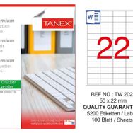 Tanex TW-2022 50x22 mm 100'lü Sökülebilir Etiket