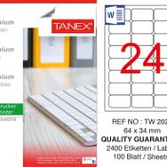 Tanex TW-2024 64x34 mm 100'lü Sökülebilir Etiket