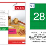 Tanex TW-2028 52.5x41 mm 100'lü Yeşil Floresan Laser Etiket