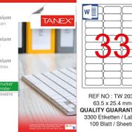 Tanex TW-2033 63.5x25.4 mm Sökülebilir Laser Etiket