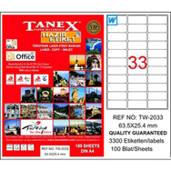 Tanex TW-2033 63,5x25,4 mm Laser Etiket