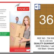 Tanex TW-2035 52.5x33 mm 100'lü Kraft Etiket