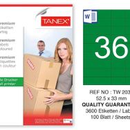 Tanex TW-2035 52.5x33 mm 100'lü Yeşil Pastel Laser Etiket
