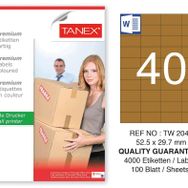 Tanex TW-2040 52.5x29.7 mm 100'lü Kraft Etiket