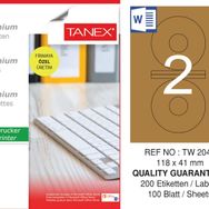 Tanex TW-2041 118x41 mm 100'lü Kraft Etiket