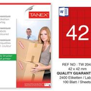 Tanex TW-2042 42x42 mm 100'lü Kırmızı Pastel Laser Etiket
