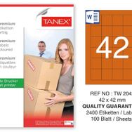 Tanex TW-2042 42x42 mm 100'lü Turuncu Pastel Laser Etiket
