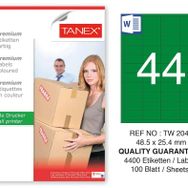 Tanex TW-2044 48.5x25.4 mm 100'lü Yeşil Pastel Laser Etiket