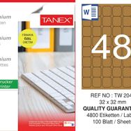 Tanex TW-2048 32x32 mm 100'lü Kraft Etiket