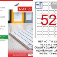 Tanex TW-2052 46.4x21.2 mm 100'lü Sökülebilir Etiket