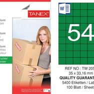 Tanex TW-2054 35x33.16 mm 100'lü Yeşil Pastel Laser Etiket