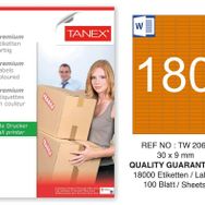 Tanex TW-2060 30x9 mm 100'lü Turuncu Pastel Laser Etiket