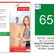 Tanex TW-2065 38.1x21.2 mm 100'lü Yeşil Pastel Laser Etiket