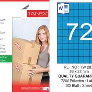 Tanex TW-2072 26.25x33 mm 100'lü Mavi Pastel Laser Etiket