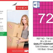 Tanex TW-2072 26.25x33 mm 100'lü Pembe Pastel Laser Etiket