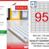 Tanex TW-2095 30x12 mm 100'lü Sökülebilir Etiket