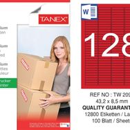Tanex TW-2096 43.2x8.5 mm 100'lü Kırmızı Pastel Laser Etiket