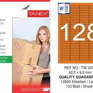 Tanex TW-2096 43.2x8.5 mm 100'lü Turuncu Pastel Laser Etiket