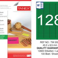 Tanex TW-2096 43.2x8.5 mm 100'lü Yeşil Floresan Laser Etiket