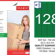 Tanex TW-2096 43.2x8.5 mm 100'lü Yeşil Pastel Laser Etiket