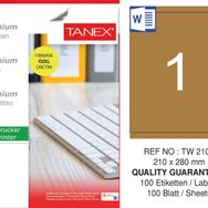Tanex TW-2100 210x280 mm 100'lü Kraft Etiket