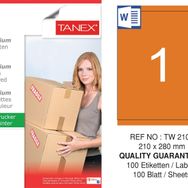 Tanex TW-2100 210x280 mm 100'lü Turuncu Pastel Laser Etiket