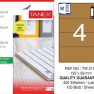 Tanex TW-2104 192x59 mm 100'lü Kraft Etiket