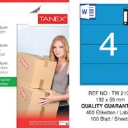 Tanex TW-2104 192x59 mm 100'lü Mavi Pastel Laser Etiket
