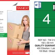 Tanex TW-2104 192x59 mm 100'lü Yeşil Pastel Laser Etiket