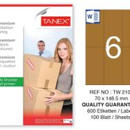 Tanex TW-2106 70x148.5 mm 100'lü Kraft Etiket