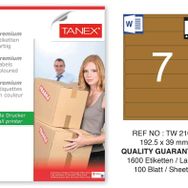 Tanex TW-2107 192.5x39 mm 100'lü Kraft Etiket