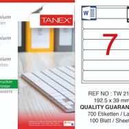 Tanex TW-2107 192.5x39 mm 100'lü Sökülebilir Etiket